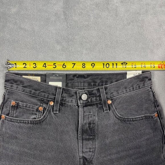 Levis Premium 501 Straight Leg Jeans 28x32 100% Cotton Mens Black Wash Big E New - Picture 10 of 12